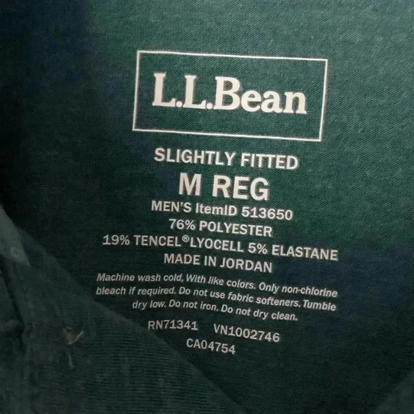 L.L.Bean Teal Slightly Fitted Mens Medium Polo Short Sleeve Shirt - Picture 3 of 10
